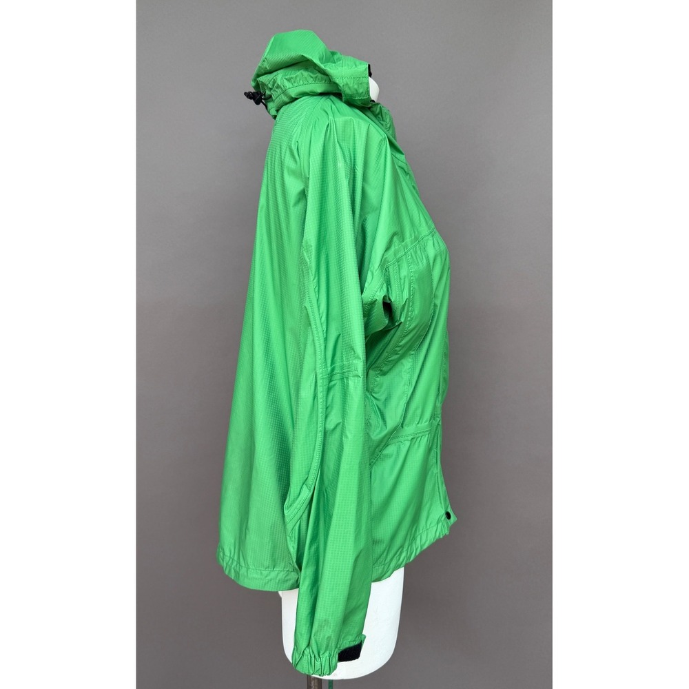 LL Bean Stowaway Rain Jacket Womens Medium Green Ripstop Hooded Gorpcore Outdoor - Picture 4 of 14